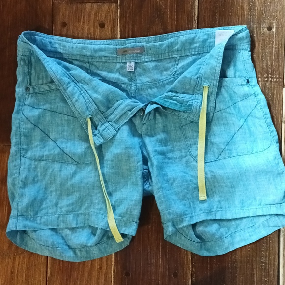 Horny Toad Linen Far flung Shorts Aqua Patch Pockets Drawstring Zip Button 6 - Picture 4 of 8